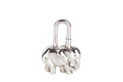 HERMES SILVER PLATED ELEPHANT LOCK CHARM WITH BOX