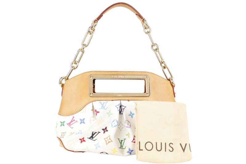 LOUIS VUITTON JUDY MM BAG WHITE MULTICOLOR MONOGRAM CANVAS GOLD HARDWARE WITH DUST COVER