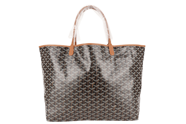 GOYARD SAINT LOUIS GM BAG BLACK AND TAN COLOR WITH DUST COVER