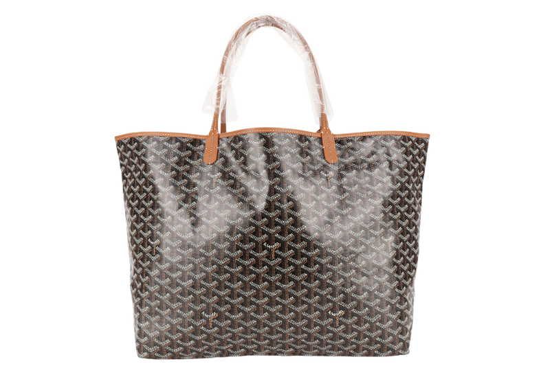 GOYARD SAINT LOUIS GM BAG BLACK AND TAN COLOR WITH DUST COVER