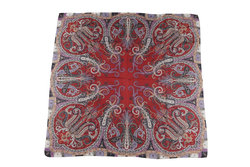 ETRO DAMASK SCARF 90CM RED PURPLE SILK