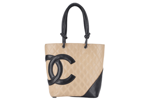 CHANEL CAMBON LINE TOTE (931xxxx) BEIGE LAMBSKIN SILVER HARDWARE NO CARD NO DUST COVER