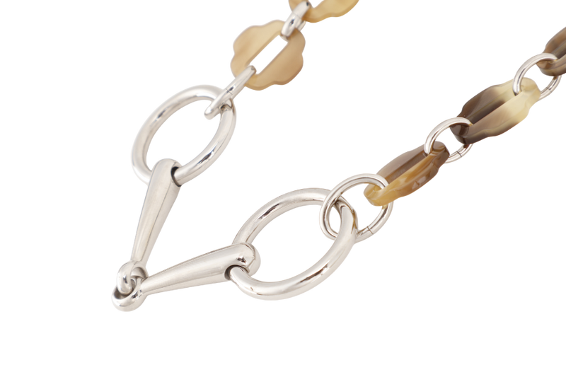 HERMES BUFFALO HORN AND LACQUER NECKLACE WITH BOX