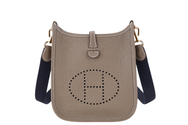 HERMES EVELYN TPM 18CM ETOUPE CLEMENCE LEATHER GOLD HARDWARE STAMP Z (YEAR 2021) NO DUST COVER