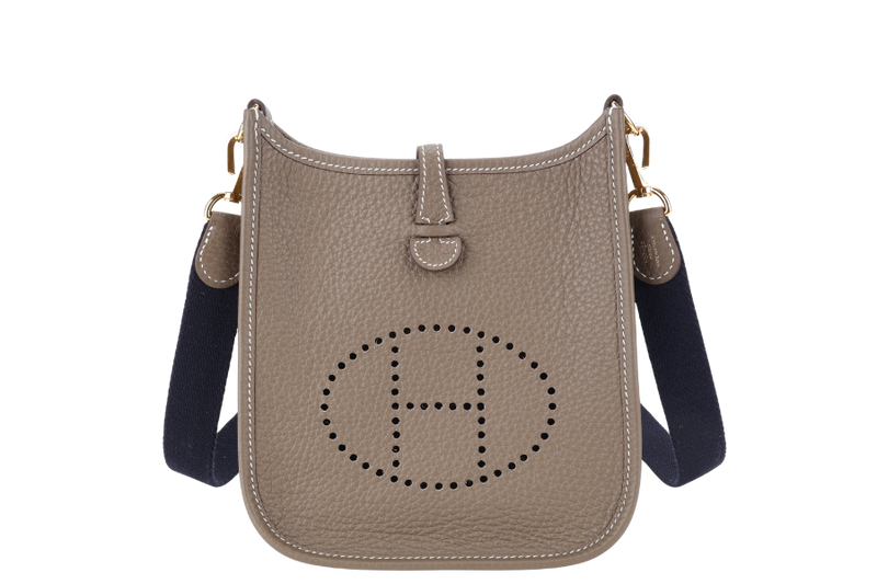 HERMES EVELYN TPM 18CM ETOUPE CLEMENCE LEATHER GOLD HARDWARE STAMP Z (YEAR 2021) NO DUST COVER