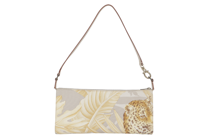 SALVATORE FERRAGAMO FLORAL TIGER SMALL CANVAS HOBO BAG (AU-21-2306) NO DUST COVER