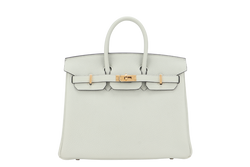 HERMES BIRKIN 25 GRIS NEVE TOGO GOLD HARDWARE STAMP B (YEAR 2023) WITH KEYS, LOCK, RAINCOAT AND DUST COVER
