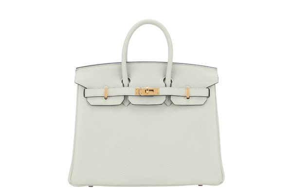 HERMES BIRKIN 25 GRIS NEVE TOGO GOLD HARDWARE STAMP B (YEAR 2023) WITH KEYS, LOCK, RAINCOAT AND DUST COVER