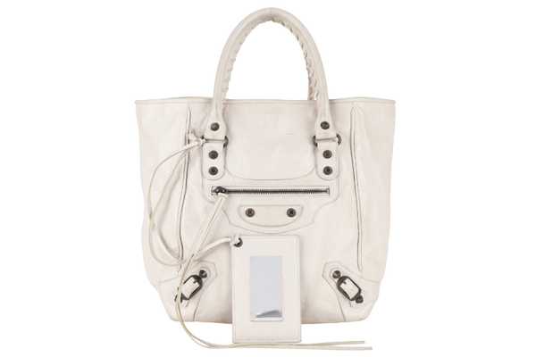 BALENCIAGA SUNDAY CITY LIGHT CREAM LAMBSKIN LEATHER NO DUST COVER