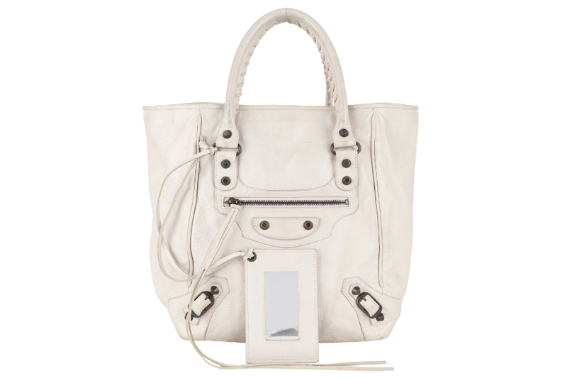 BALENCIAGA SUNDAY CITY LIGHT CREAM LAMBSKIN LEATHER NO DUST COVER