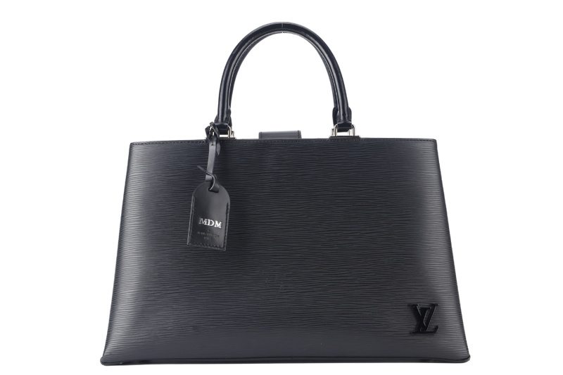 LOUIS VUITTON KLEBER MM BLACK EPI LEATHER SILVER HARDWARE WITH DUST COVER