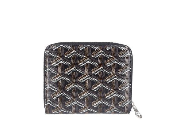 GOYARD MATIGNON ZIP AROUND MINI WALLET BLACK SILVER HARDWARE NO DUST COVER