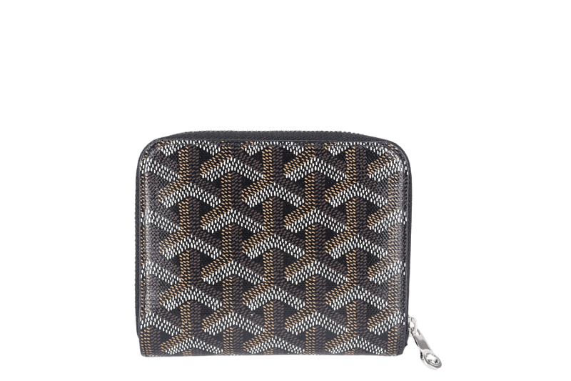 GOYARD MATIGNON ZIP AROUND MINI WALLET BLACK SILVER HARDWARE NO DUST COVER