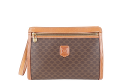 CELINE M94 MACADAM CLUTCH BROWN MONOGRAM COATED CANVAS GOLD HARDWARE NO DUST COVER