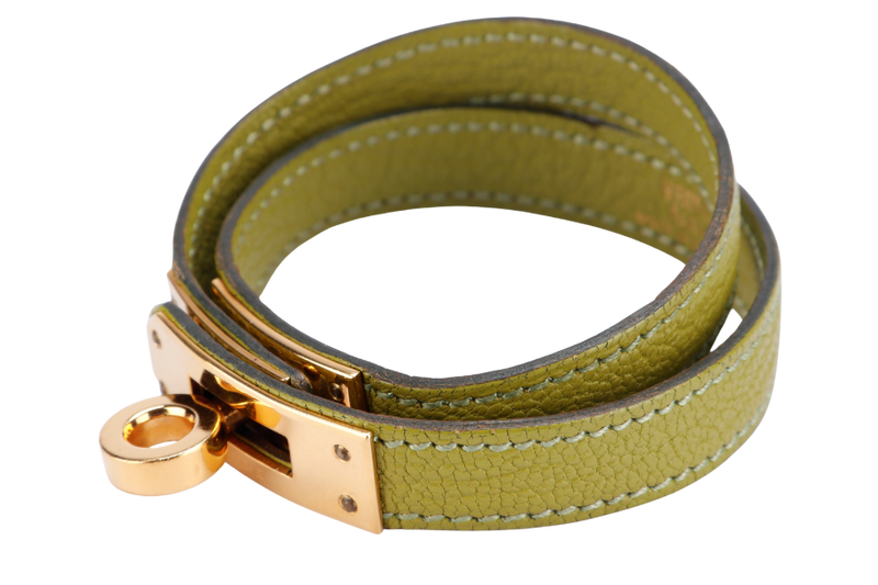 Hermes Kelly Double Tour Bracelet Green Anise with Gold Hardware, no Dust Cover & Box
