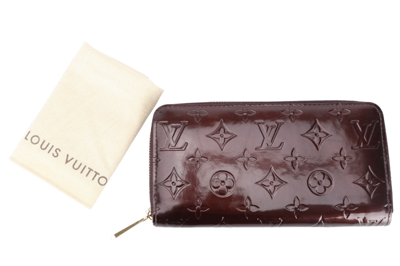 LOUIS VUITTON AMARANTE MONOGRAM VERNIS ZIPPY WALLET WITH DUST COVER