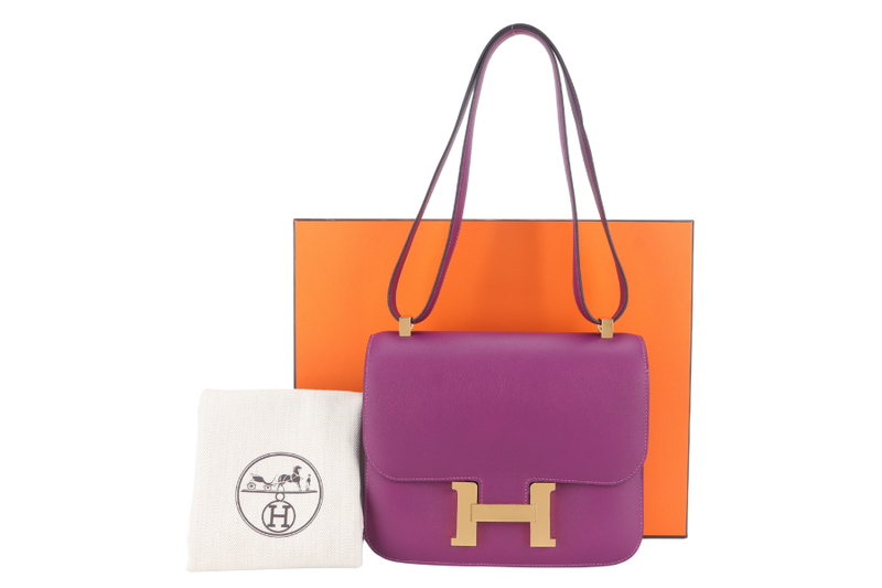 HERMES CONSTANCE 24 ANEMONE EVERCOLOR PERMABRASS HARDWARE STAMP Y (YEAR 2020) WITH DUST COVER AND BOX