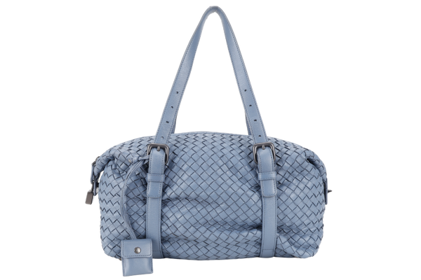 BOTTEGA VENETA LIGHT BLUE INTERCCIATO BOWLER BAG NO DUST COVER WITH LOCK &amp; KEYS
