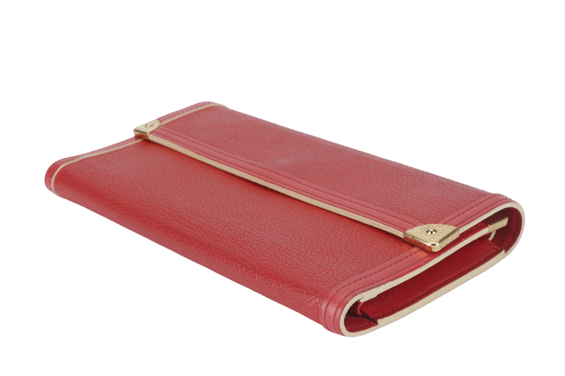 LOUIS VUITTON SARAH WALLET RED CALF LEATHER GOLD HARDWARE