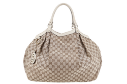 GUCCI GG SUKEY BROWN MEDIUM CANVAS HOBO BAG GOLD HARDWARE NO DUST COVER
