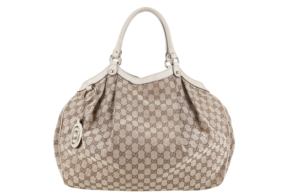 GUCCI GG SUKEY BROWN MEDIUM CANVAS HOBO BAG GOLD HARDWARE NO DUST COVER