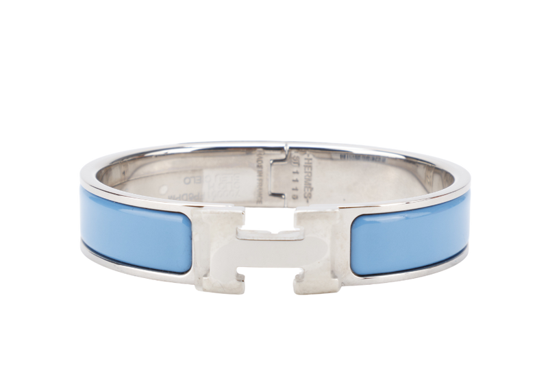 HERMES CLIC CLAC 1CM PM SIZE BLUE CIELO SILVER HARDWARE WITH BOX