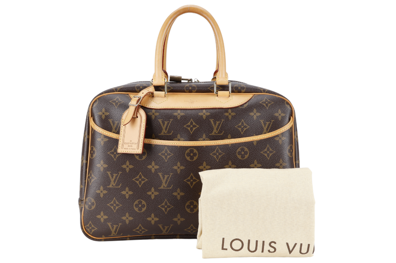 LOUIS VUITTON M47270 DEAUVILLE HAND BAG BROWN MONOGRAM CANVAS GOLD HARDWARE WITH DUST COVER