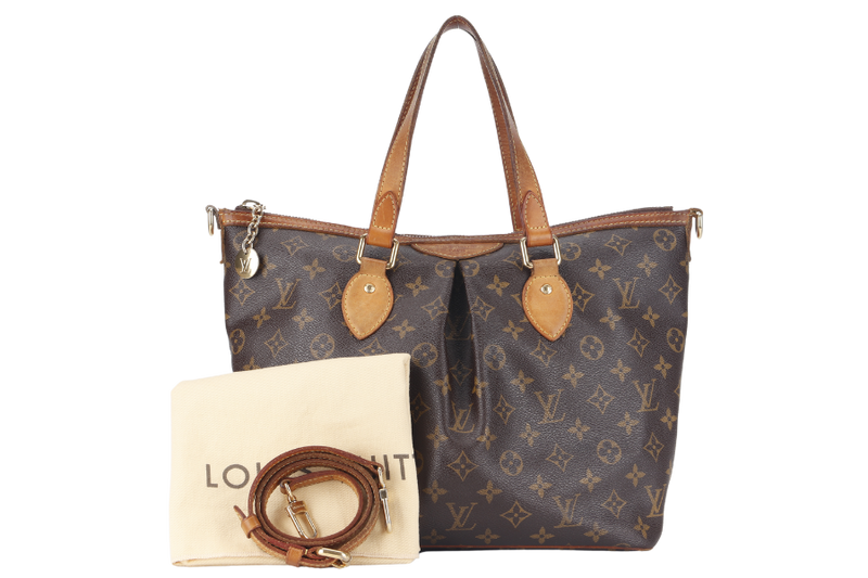 LOUIS VUITTON PALERMO PM (M40145) MONOGRAM CANVAS GOLD HARDWARE WITH STRAP AND DUST COVER