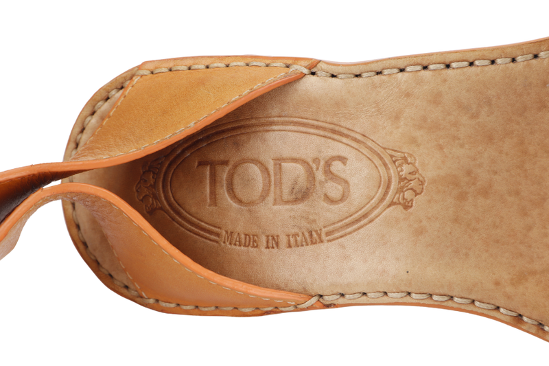 TODS HIGH HEELS ORANGE LEATHER SIZE 34