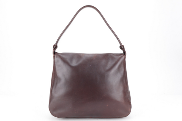 CHANEL VINTAGE DARK BROWN LEATHER HOBO BAG (577xxxx} NO CARD NO DUST COVER