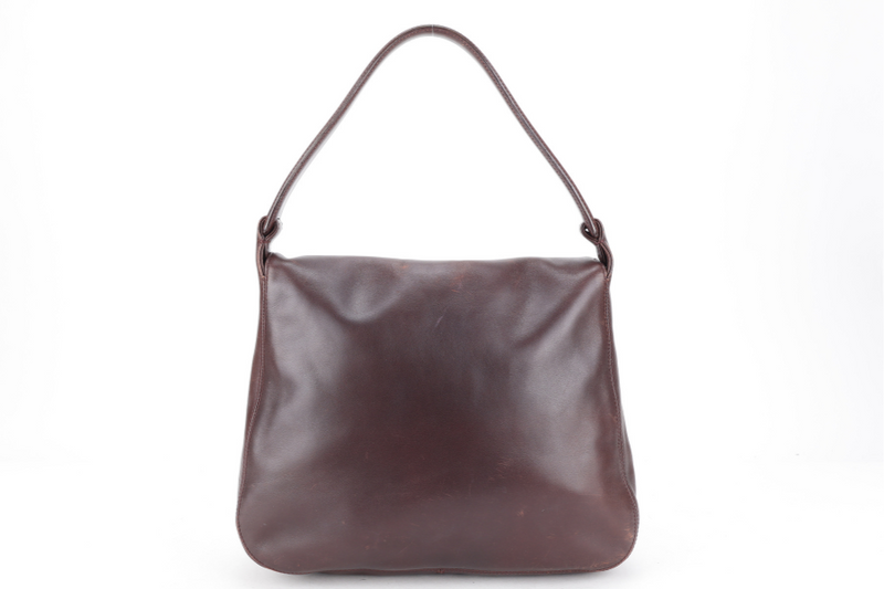 CHANEL VINTAGE DARK BROWN LEATHER HOBO BAG (577xxxx} NO CARD NO DUST COVER