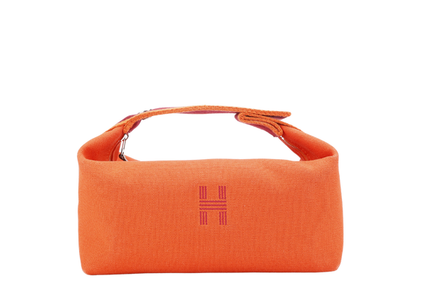HERMES BRIDE A BRAC TRAVEL CASE TOILE PM ORANGE COLOR, NO DUST COVER
