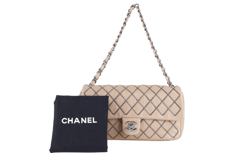CHANEL CLASSIC FLAP CHAIN QUILTED (955xxxx) SMALL BROWN CALF LEATHER SILVER HARDWARE WITH DUST COVER
