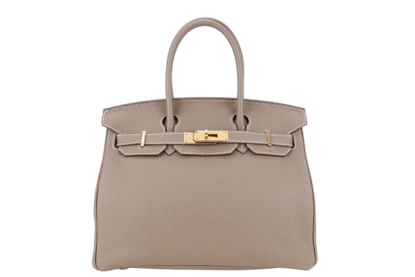 HERMES BIRKIN 30 STAMP Z (YEAR 2021) ETOUPE TOGO LEATHER GOLD HARDWARE WITH KEYS, LOCK AND DUST COVER