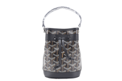 GOYARD PETIT FLOT MINI BUCKET BLACK SILVER HARDWARE WITH STRAPS AND DUST COVER
