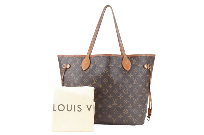 LOUIS VUITTON M46975 NEVERFULL MM MONOGRAM CANVAS GOLD HARDWARE WITH DUST COVER