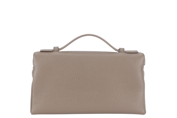 LORO PIANA EXTRA POCKET L19 ETOUPE COLOR GRAINED CALFSKIN SILVER HARDWARE WITH STRAP, DUST COVER AND BOX