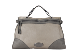 MULBERRY TAYLOR SATCHEL BAG LARGE OVERSIZED GRAY LEATHER SILVER HARDWARE 1362071 WITH LONG STRAP AND DUST COVER