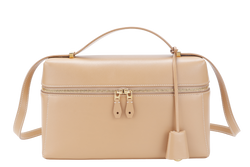 LORO PIANA EXTRA BAG L27 SMOOTH CALFSKIN LIGHT BAMBOO (DOK2) COLOR WITH GOLD HARDWARE AND BOX