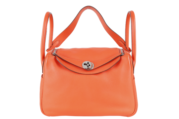 HERMES LINDY 26 CAPUCINE SWIFT LEATHER PHW STAMP A (YEAR 2017) WITH DUST COVER