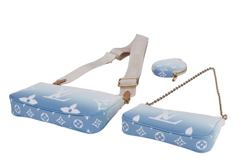 LOUIS VUITTON M57633 MULTI POCHETTE ACCESSORIES BLUE GIANT MONOGRAM CANVAS, WITH STRAP, CHAIN, DUST COVER & BOX