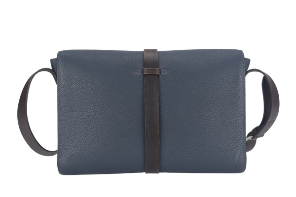 HERMES ETRIVIERE MESSENGER BAG BLUE CLEMENCE LEATHER SILVER HARDWARE STAMP R SQUARE (YEAR 2014) NO DUST COVER