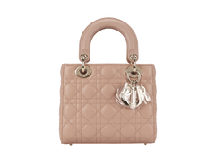 CHRISTIAN DIOR LADY DIOR SMALL (02-MA-1129) PINK LAMBSKIN GOLD HARDWARE WITH STRAP AND DUST COVER