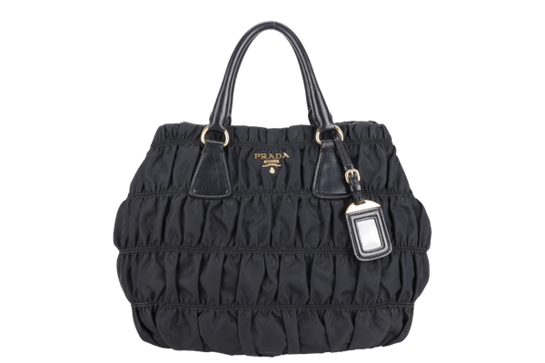 PRADA B1789M TESSUTO GAUFRE BLACK NYLON WITH CARD, STRAPS AND DUST COVER