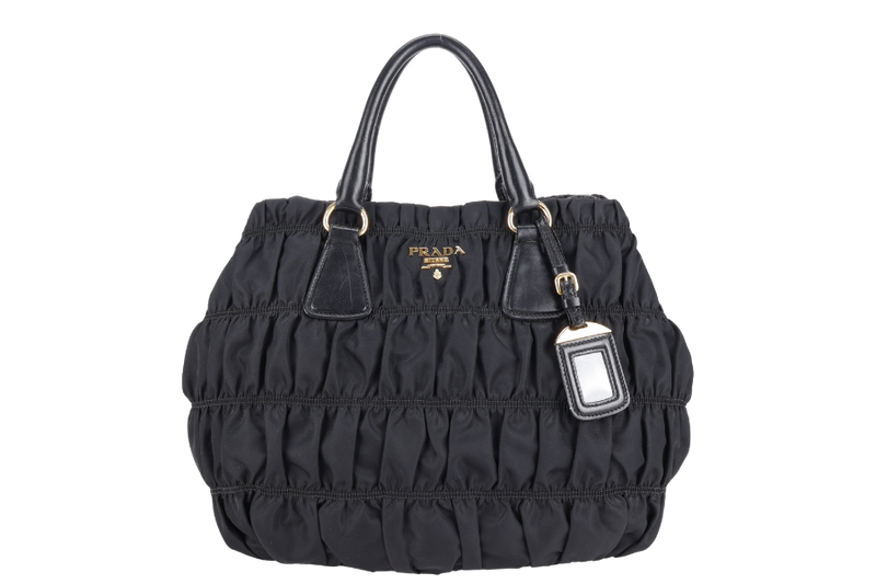 PRADA B1789M TESSUTO GAUFRE BLACK NYLON WITH CARD, STRAPS AND DUST COVER