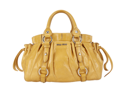 MIU MIU 2WAY SHOULDER BAG (RN06472) YELLOW LEATHER SILVER HARDWARE NO DUST COVER