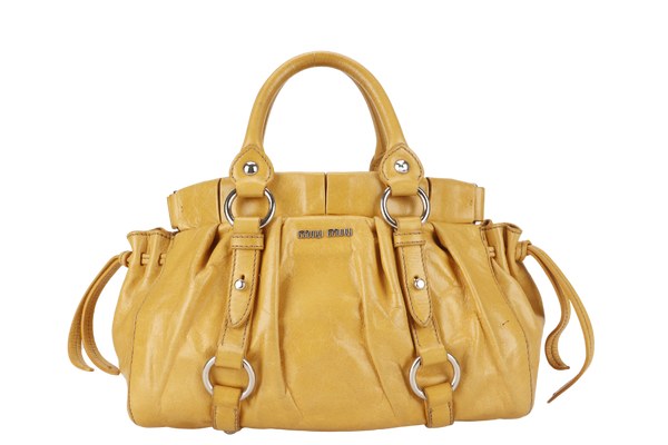 MIU MIU 2WAY SHOULDER BAG (RN06472) YELLOW LEATHER SILVER HARDWARE NO DUST COVER