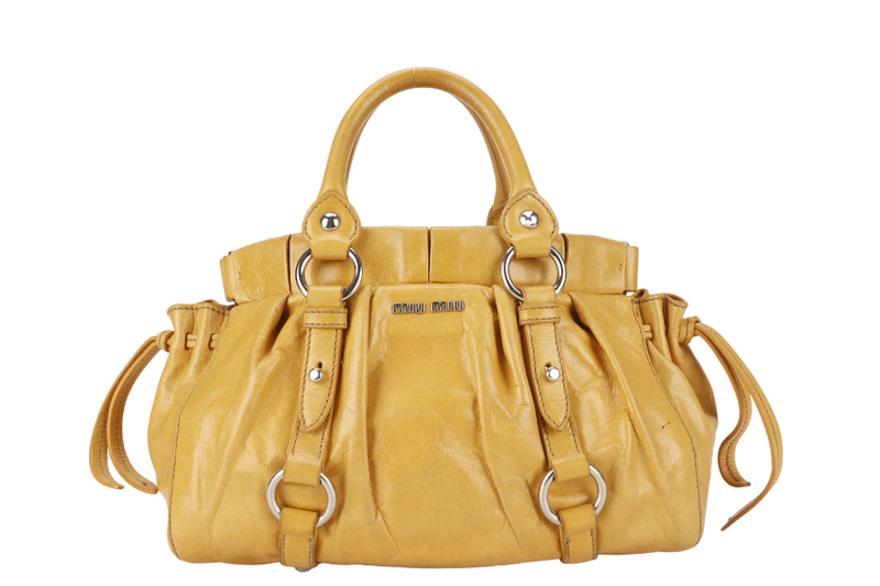 MIU MIU 2WAY SHOULDER BAG (RN06472) YELLOW LEATHER SILVER HARDWARE NO DUST COVER