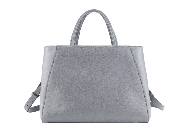 FENDI 2JOURS PETITE (8BH253-D7E-158-0501) GRAY CANVAS LEATHER GOLD HARDWARE NO DUST COVER AND NO BOX