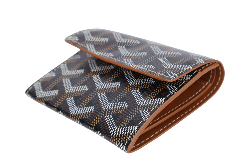 GOYARD MARIGNY WALLET BLACK & TAN GOYARDINE SILVER HARDWARE NO DUST COVER